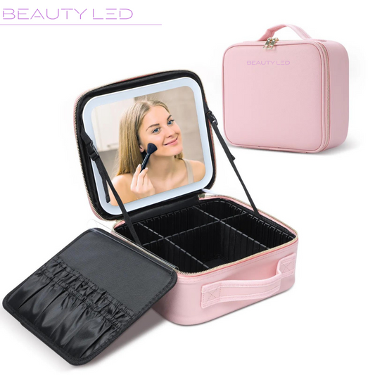 Makeup bag with BeautyLED® LED mirror