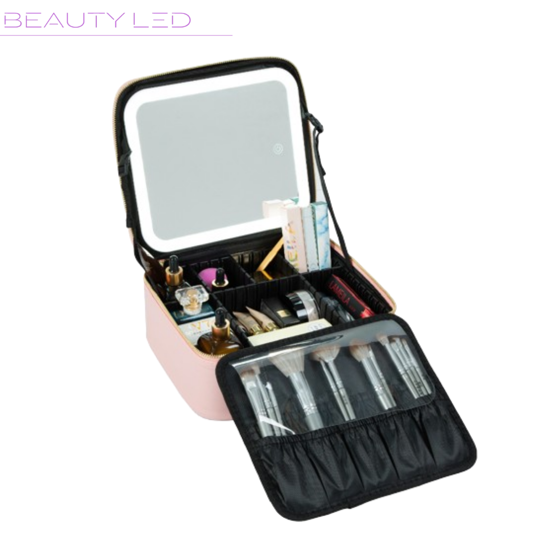 Makeup bag with BeautyLED® LED mirror