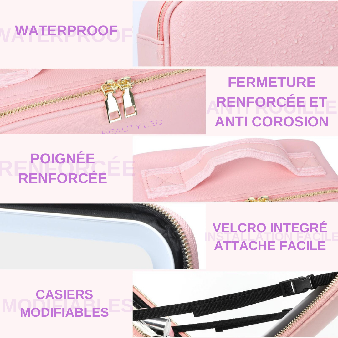 Makeup bag with BeautyLED® LED mirror