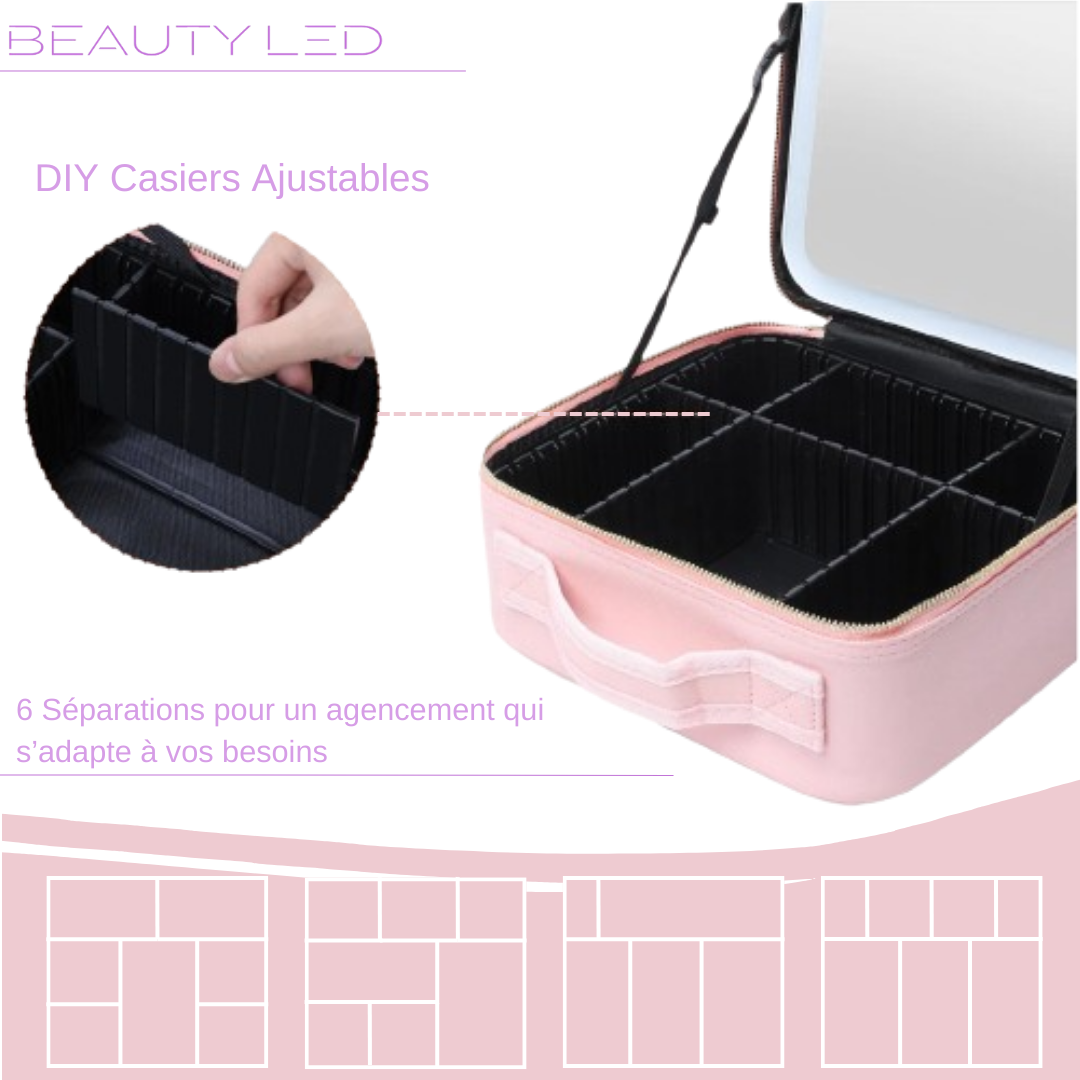 Makeup bag with BeautyLED® LED mirror